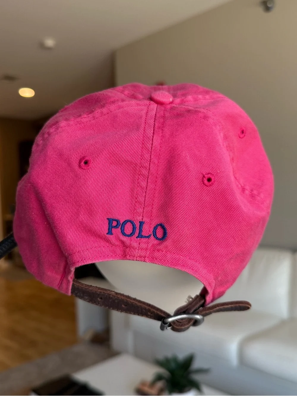 💯 Authentic Vintage Pink Polo by Ralph Lauren Baseball Cap with Navy Pony Logo